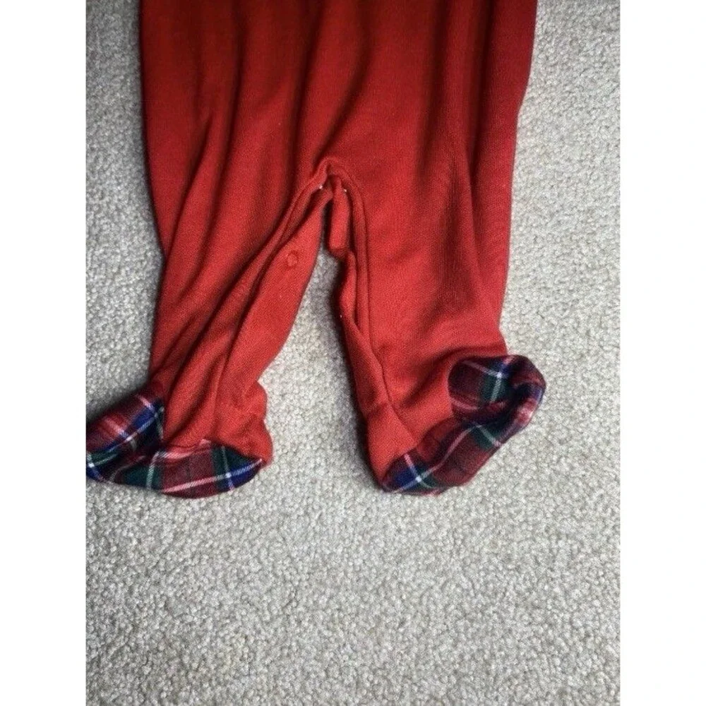 Vintage 90s Christmas Baby Sleeper Red Plaid Teddy Bear NWT 6 Months